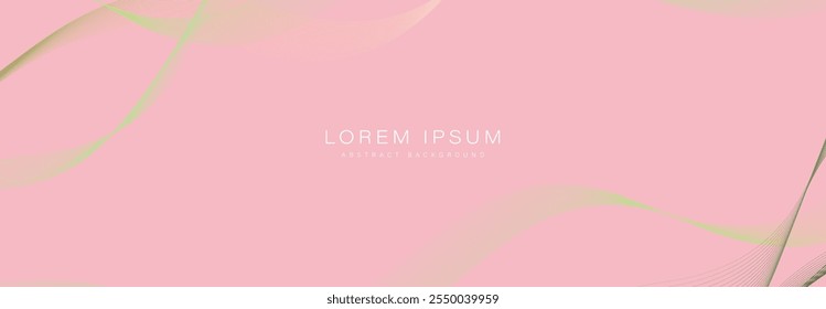 Elegant abstract background featuring flowing green and yellow lines on a soft pink backdrop, perfect for modern and minimalistic designs