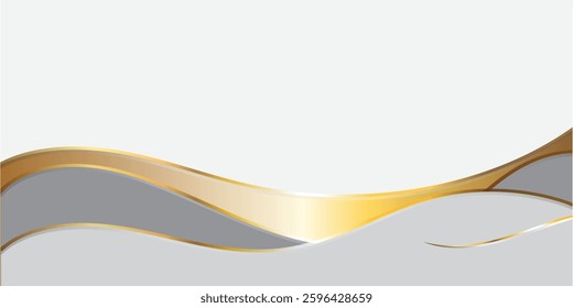Elegant abstract background featuring flowing gray and gold waves.