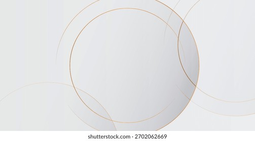 Elegante fondo abstracto con líneas doradas y círculos en un degradado blanco y gris. Perfecto para presentaciones de diseño corporativo, de lujo o moderno y para la creación de marca.