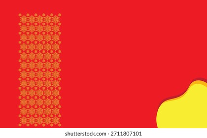 An elegant abstract background featuring a golden snowflake pattern over a vibrant red backdrop. Suitable for festive themes, luxury designs, holiday greetings, invitations, and decorative graphic