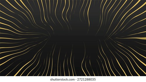 Elegante fondo abstracto con numerosas líneas finas y onduladas que irradian hacia adentro en una superficie degradada oscura, creando un efecto visual dinámico y sofisticado.