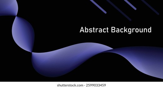 Elegant abstract background featuring smooth wavy gradient shapes in blue and purple tones against a black backdrop. modern and futuristic style makes it perfect for digital designs, website banner.