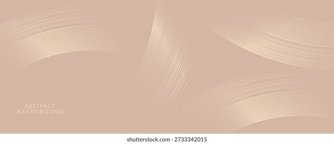 An elegant abstract background featuring thin, flowing golden curved lines over a soft cream background.