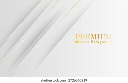 Elegante fondo abstracto con líneas diagonales blancas y doradas con Gradientes lisos y sombras sutiles. Estilo de lujo minimalista moderno perfecto para la marca