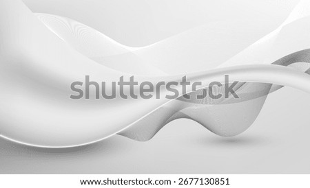 elegant abstract background of flowing translucent waves in white and gray fine lines add depth and texture modern minimal design with subtle light and shadow for artistic clarity