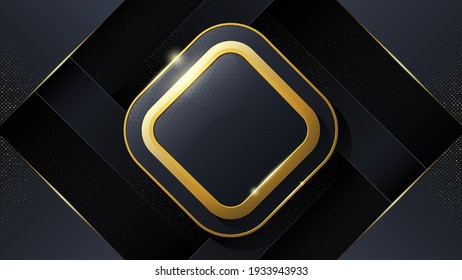 Elegante fondo abstracto en forma de cuadrado con gradientes oscuros que contrastan con bordes dorados.
Están decoradas con puntos.