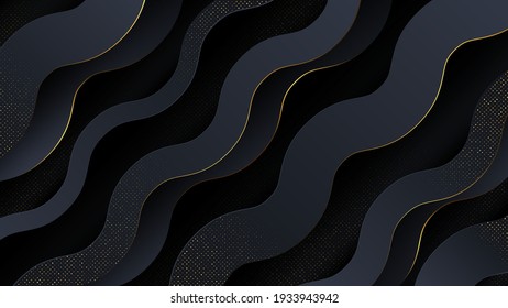Elegant abstract background in the form of zigzag with dark gradients contrasting with golden edges.
Are decorated with dots.