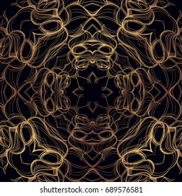 Elegant abstract background with a gold pattern on a black background.