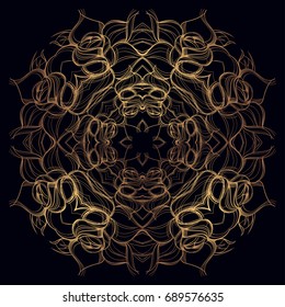 Elegant abstract background with a gold pattern on a black background.