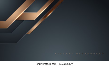 Elegant abstract background with golden shape panel in the dark. Business banner innovation vector illustration.