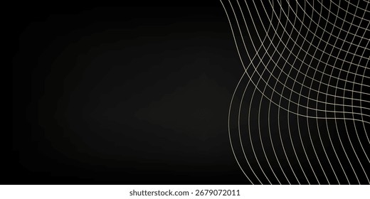 Elegante fondo abstracto con líneas de onda doradas sobre un fondo de gradiente oscuro, diseño moderno y lujoso para tecnología, negocios o uso decorativo.