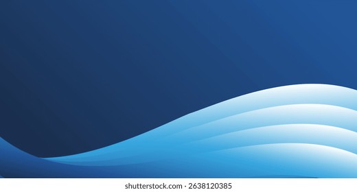 An elegant abstract background with a gradient of deep blue to lighter blue, featuring a subtle, wave-like white and light blue design at the bottom, creating a sense of calm and flow.