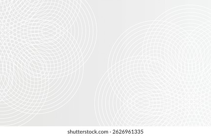 Fundo abstrato elegante com sobreposição de padrões de linha circulares em um gradiente cinza suave. Ideal para projetos de design mínimos, modelos da Web modernos ou apresentações.