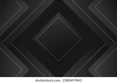 Elegant abstract background rectangle shape with gold line and black color. Minimalist, modern and luxury concept