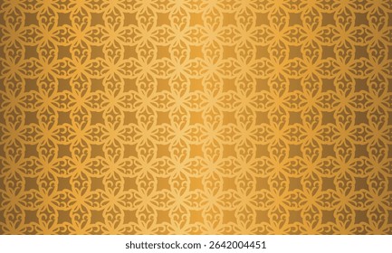 Elegant abstract background with seamless gold pattern blending floral and geometric motifs. Inspired by Thai or Arabic designs, perfect for luxury digital and print projects.