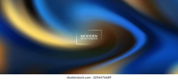 Elegant abstract background with a smooth blend of gold, blue, and brown tones, creating a fluid metallic swirl effect.vector illustration eps10