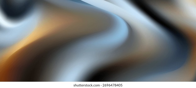 Elegant abstract background with a smooth blend of gold, blue, and brown tones, creating a fluid metallic swirl effect