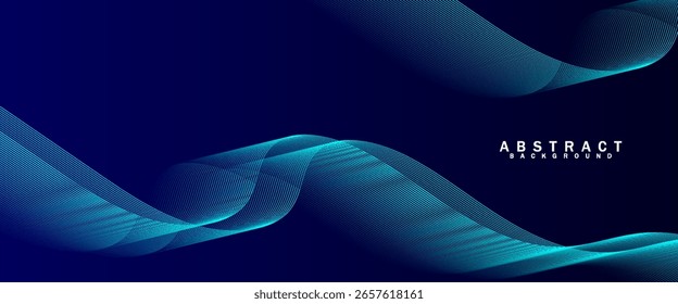 Elegant abstract background with smooth blue wave lines on a dark gradient backdrop. Perfect for modern, tech, or corporate design use.