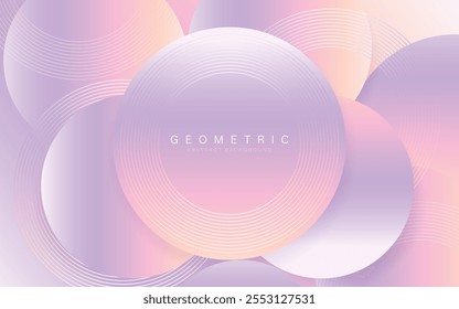 Elegante fondo abstracto en tonos pastel suaves con círculos superpuestos y patrones de líneas geométricas