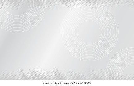 Elegant abstract background with soft white gradients and concentric circular line patterns. Ideal for professional presentations, tech designs, or clean minimalist templates.