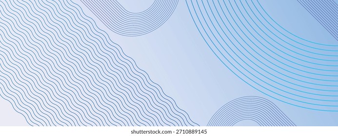 Elegante fondo abstracto con líneas onduladas y círculos en tonos de azul y púrpura creando un Vector de diseño EPS moderno y relajante