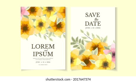 Elegant abstract background. Wedding invitation card template set with floral decoration for save the date, greeting, poster, and cover design