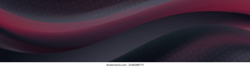 elegant abstract banner with a flowing dark pink and black wave