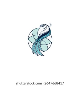 Elegant abstract bird logo with flowing feathers and a globe motif. Symbolizes growth, freedom, and global strength. Perfect for bold, modern brands seeking prestige, trust, and timeless visual impact