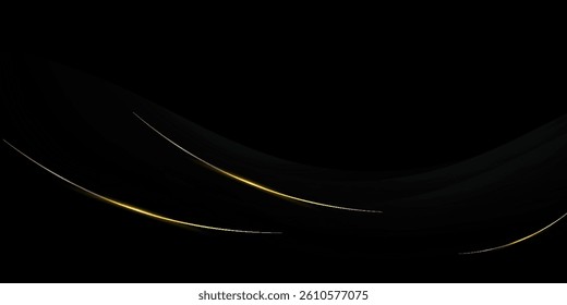 Elegant Abstract Black Background with Golden and Yellow Light Streaks