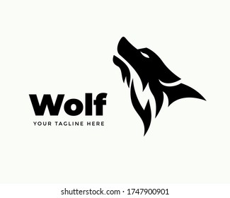elegant Abstract black Head wolf look up logo design inspiration