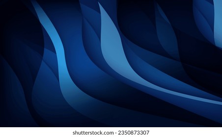 Elegant abstract blank background with wave flow shape curved lines dark blue gradient color