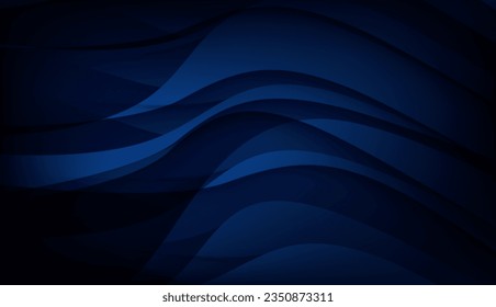 Elegant abstract blank background with wave flow shape curved lines dark blue gradient color