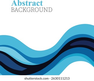 Elegant Abstract Blue Wave Vector Background with Transparent Flowing Lines for Modern Web Banners and Posters