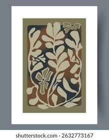 Eine elegante abstrakte botanische Illustration mit ruhigen Erdtönen und bunten Designs