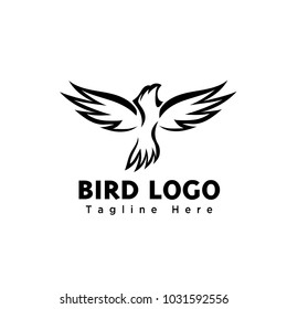 Elegant abstract brush art eagle bird logo