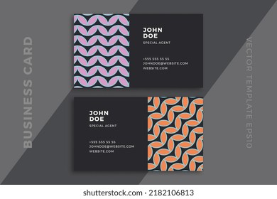 Elegant abstract business card dark templates. Modern corporate stationery mockup with artistic geometric pattern. Clean and simple vector editable background with sample text. EPS10