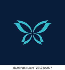 Elegante abstrato borboleta logotipo ilustração vetor, simbolizando graça, transformação e liberdade com seu design moderno, minimalista azul-verde
