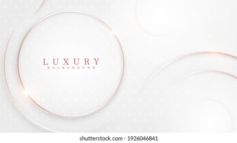 Elegant abstract copper circle line background with shiny elements. rose shades. Realistic luxury paper cut style 3d modern concept. vector illustration for design.