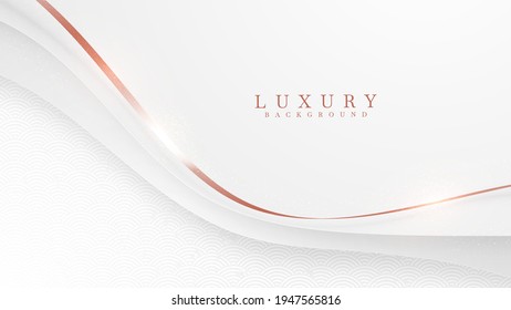 Elegant abstract copper curve line background with shiny elements. rose shades. Realistic luxury paper cut style 3d modern concept. vector illustration for design.