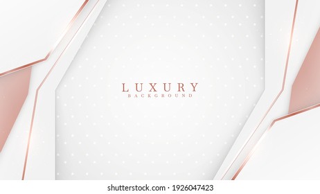 Elegant abstract copper triangle line background with shiny elements. rose shades. Realistic luxury paper cut style 3d modern concept. vector illustration for design.