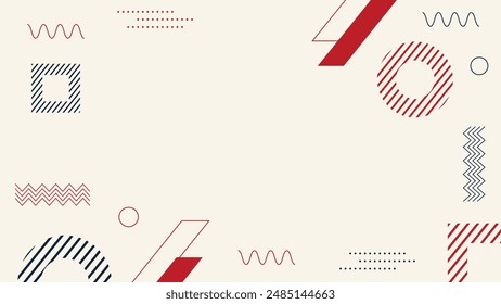 Elegant Abstract Cream and Geometric Red and Blue Vector Background. Versatile Design for Professional Presentations, Web Design, and Creative Branding Projects