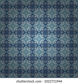 Elegant abstract decoration, seamless pattern for design template vector eastern style pattern. Ornamental mandalas illustration in gray, neutral and blue colors.