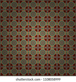 Elegant abstract decoration, seamless pattern for design template vector eastern style pattern. Ornamental mandalas illustration in blue, pink and brown colors.