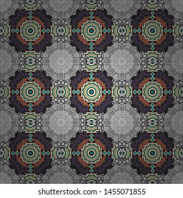 Elegant abstract decoration, seamless pattern for design template vector eastern style pattern. Ornamental mandalas illustration in brown, gray and beige colors.