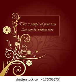 Elegant abstract decorative vector gradient brown floral background with golden, cinnamon, beige, white swirls, waves, lines, flowers and leaves.