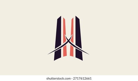 An elegant abstract design featuring geometric shapes and a modern aesthetic. This minimalist illustration can be used as a logo, icon, or design element for various creative and business projects,