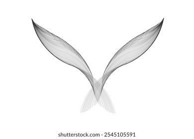 Elegant abstract design featuring monochrome wavy fine lines intertwined against a white background