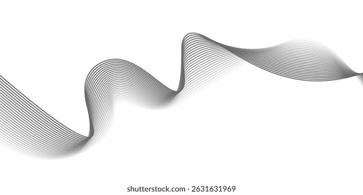 Elegant abstract design featuring monochrome wavy fine lines intertwined against a white background. vector