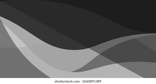 Elegantes abstraktes Design mit einfarbigen, wellenförmigen, feinen Linien, die auf weißem und schwarzem Hintergrund miteinander verflochten sind. Vektor