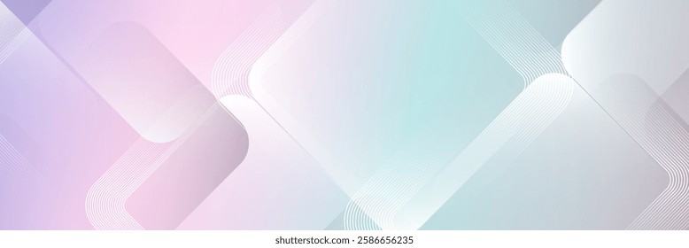 Elegant abstract design featuring soft pastel gradient geometric shapes with curved lines on a smooth, modern background